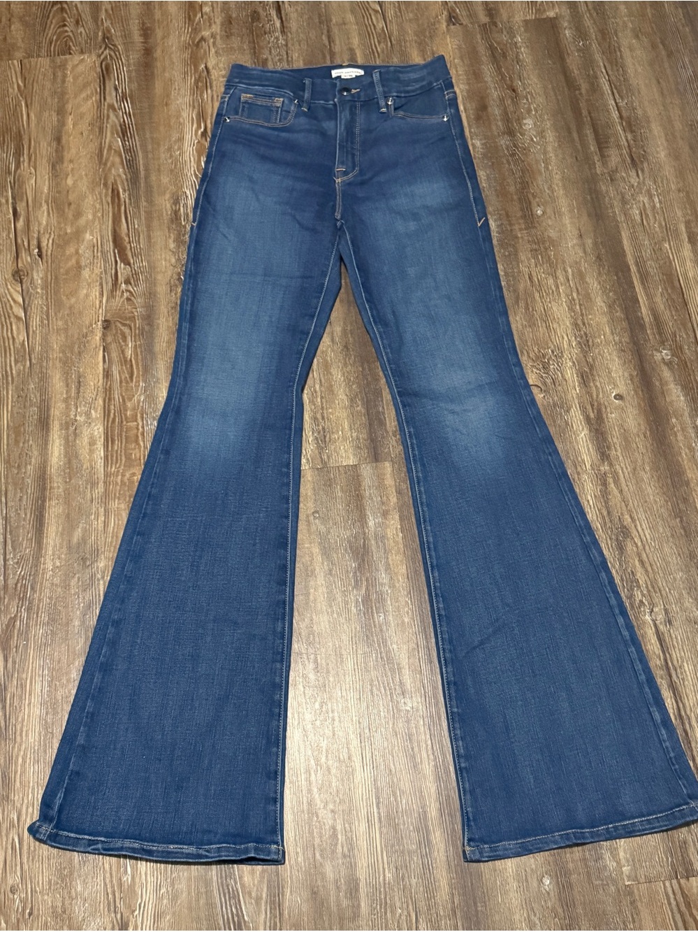 Good American Good Leg Flare Jeans Women's 0/25 High Rise Stretchy in Blue007